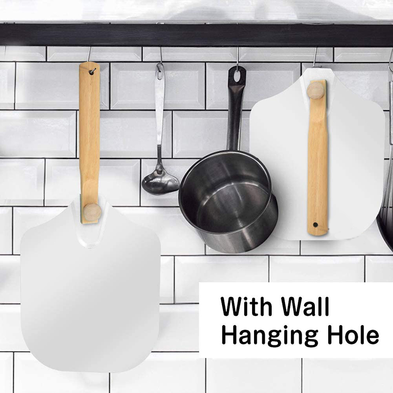 Aluminum Metal Pizza Peel,Pizza Spatula for Pizza Stone with Foldable Wood Handle Easy Storage Pizza Paddle 12 x 14 Inch