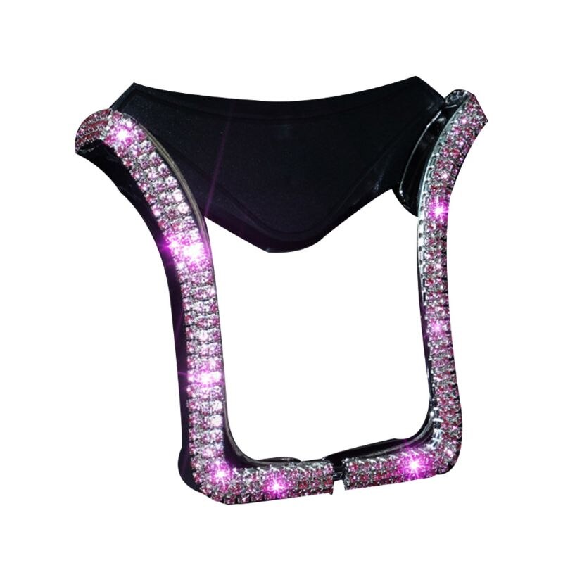 Universele Auto Air Vent Mount Clip U-Vorm Telefoon Houder Bracket Met Shiny Crystal Rhinestone Telescopische Gesp Interieur Decor: Pink