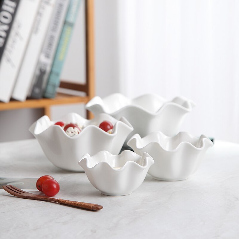 GIZILI Ceramic Bowl Household Fruit Salad Bowl Irregular Seasoning Sauce Dish Western Dishes Snack Plate Kitchen Decor Dishware