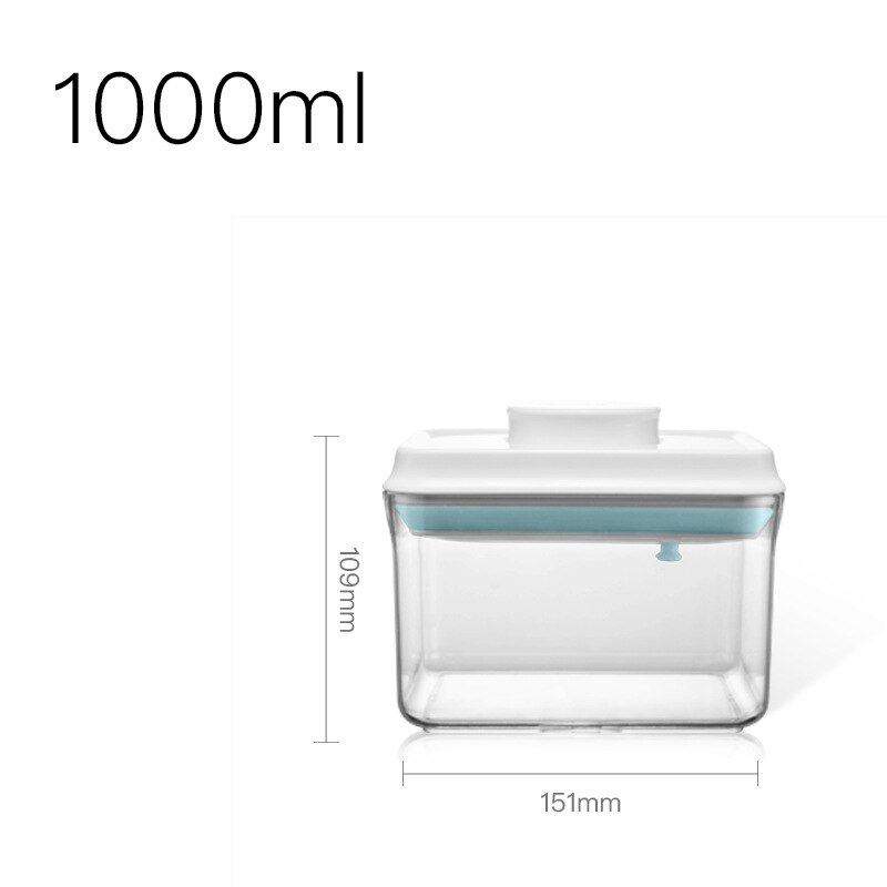 Airtight Food Storage Containers with One Key Press to Seal Lids Contains 3 Styles and 14 Sizes for Kitchen Pantry Organization: 1000MLRectangle