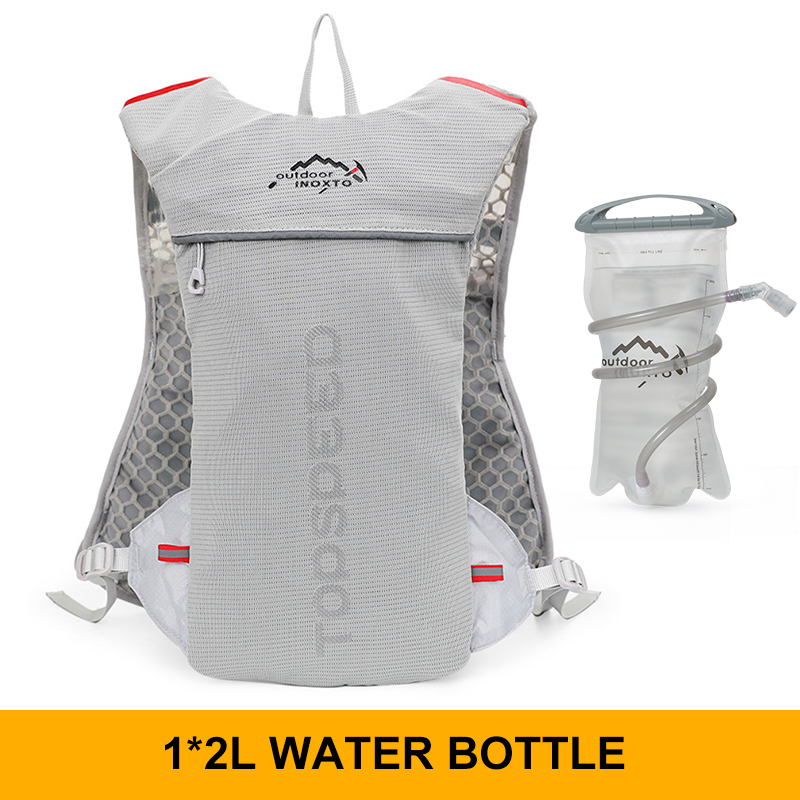 Trailrunning-Ultraleichter 5L Rucksack, Lauf-Hydrationsweste, Marathon-, Fahrrad 1,5L 2L Wasserbeutel: weiße farbe