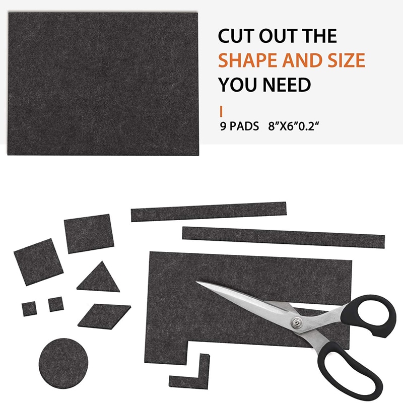 Hthl -9 stuks 8 inch  x 6 inch  x 1/5 inch meubelvilt pads zelfklevend, snijdbare vilt stoel pads, anti-kras vloer