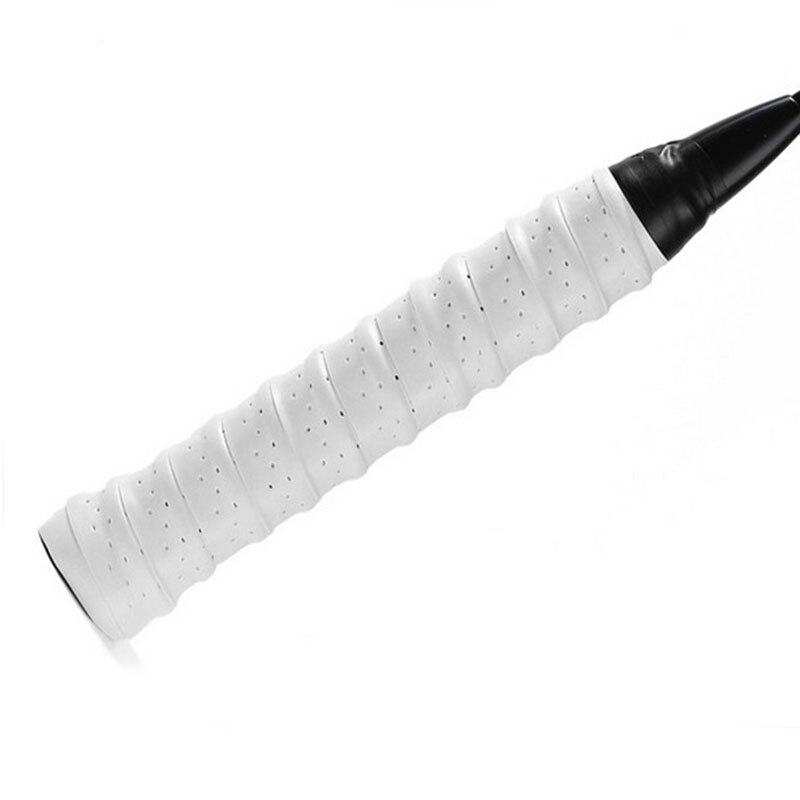 Racket Grip Anti Slip Perforated Super Absorbent Tennis Overgrip Badminton Overgrip Pickleball Overgrip 25mm Wide ZJ55: White