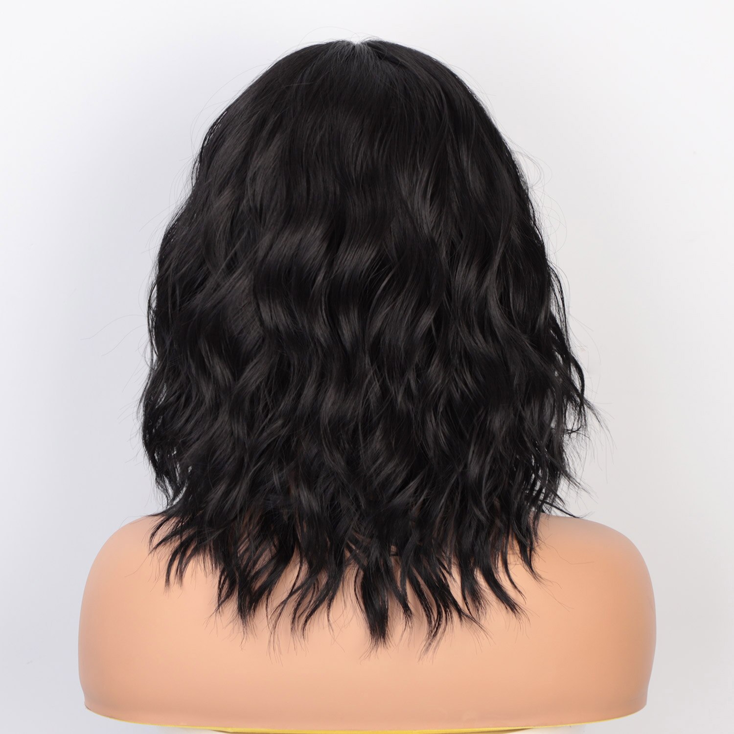 I's a perruque courte synthétique perruque noir eau vague partie moyenne cheveux pour noir blanc femmes naturel taille moyenne: Default Title