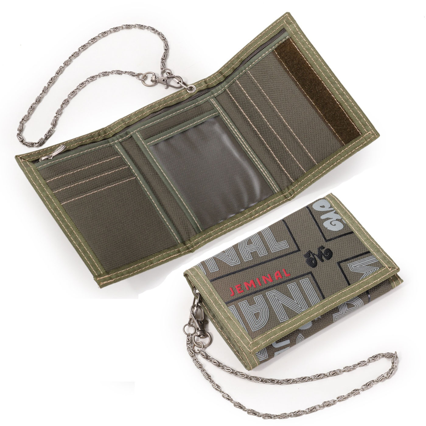 Schlüssel anhänger Brieftasche für männliche Männer Frauen junge Neuheit Geld Tasche Anti-Diebstahl-Kette Geldbörse Reiß verschluss Ich würde-Karten Halfter Tasche freundlicher: Armee Grün