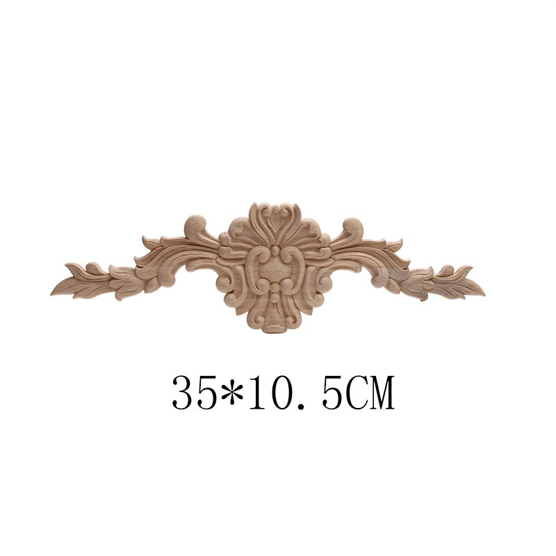 Woodcarving Decorative Applique Furniture Cabinet Door Applique Door Lintel Decorative European Carved Wood Flower Rubber Wood