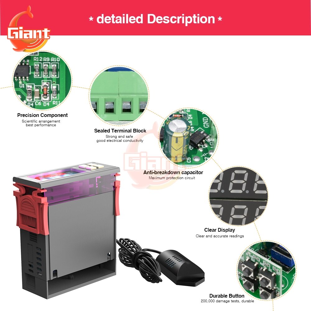 DC 12V 24V 48V AC 110V-220V Digital Temperature Humidity Controller Thermostat Humidistat Thermometer Hygrometer Weather Station