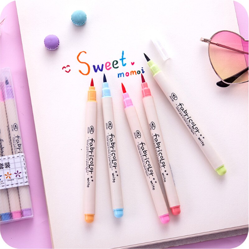 10 pcs/lot colored calligraphic pen drawing art pen calligraphy soft brush pen material escolar stationery school supplies