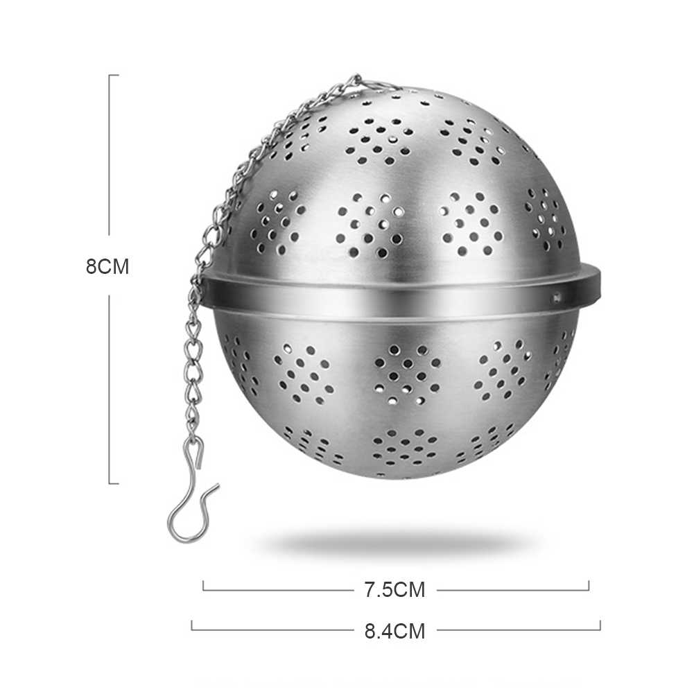 1pc- ball teinfuser nettfilter sølv rustfritt stål kule tekoker sil tefilter låsynge hjem kjøkkenverktøy s/m/l: M
