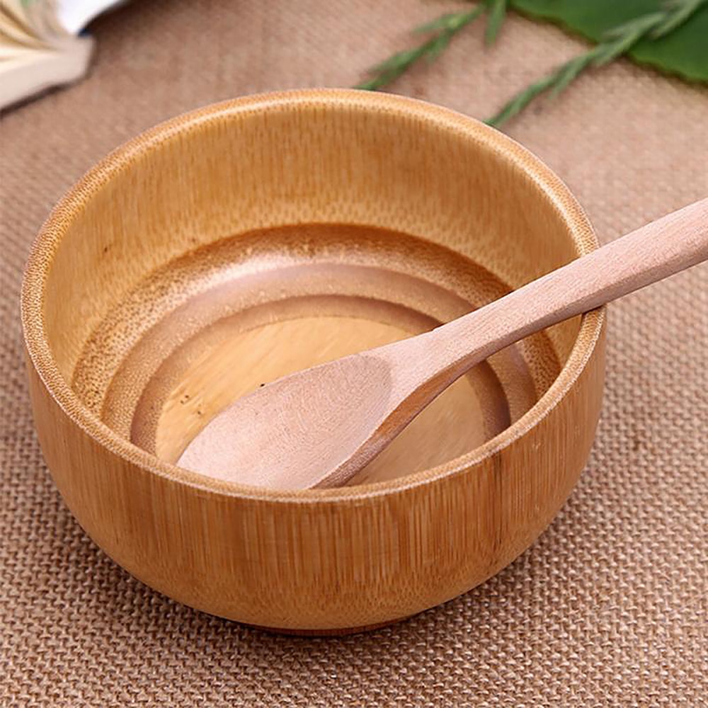 Natural Bamboo Bowl Rice Soup Salad Bowl Food Container Handicraft Holder Kitchen Handmade Wood Bowl For Kids Adult