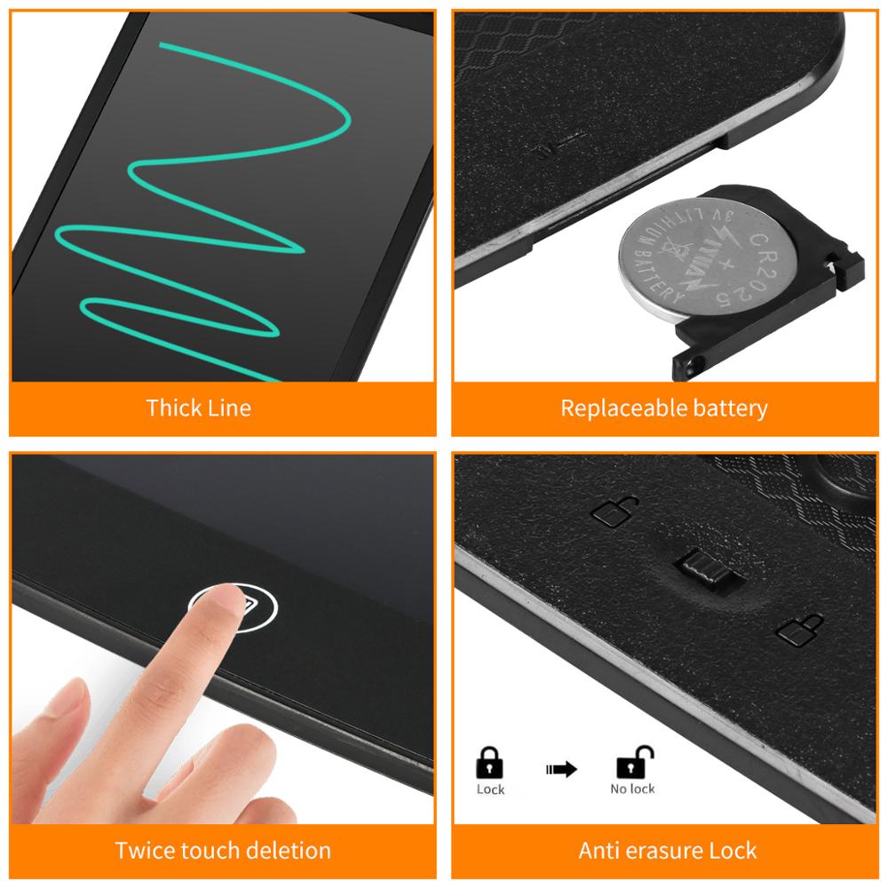 Portable 8.5/10/12 Inch LCD Writing Tablet Smart Electronic Notepad Drawing Graphics Handwriting Pad Board With Thick pen
