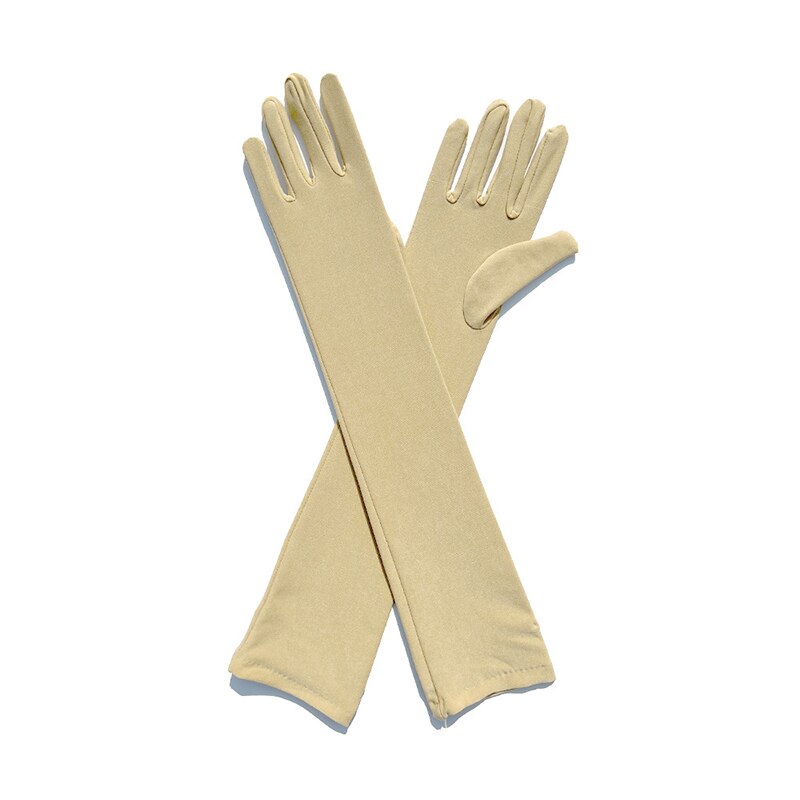 Klassische Erwachsene Schwarz Weiß verrotten Grün Oper/Ellenbogen/Handgelenk strecken Satin- Finger Lange Handschuhe Frauen Klappe Handschuhe Passenden kostüm: Beige