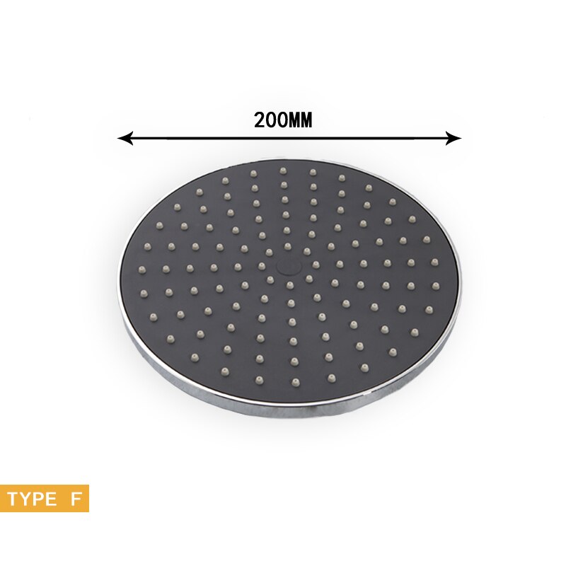 8/10/12 inch Big Rain Shower Head ABS Plastic Square and Round Top Shower Head Over-head Shower Sprayer Chrome and Black: Type F