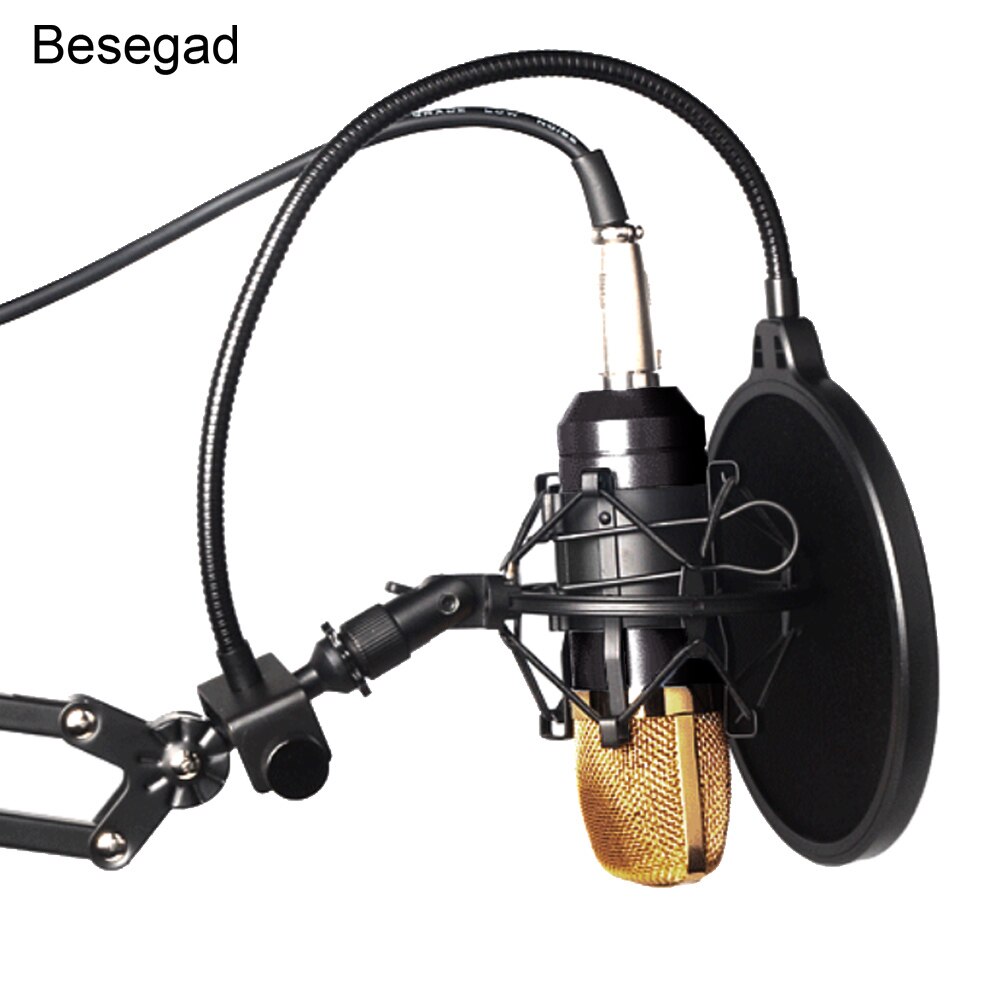 Besegad Professionele Studio Broadcasting Lied Sound Voice Opname Condensator Microfoon Microfoon Mic Shock Mount Holder Set