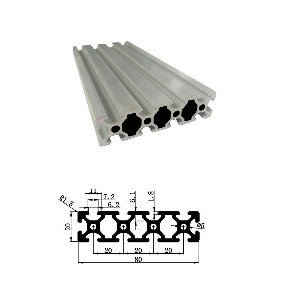 Linear guide 3d printer 100mm to 600mm Rail anodized Aluminum Profile Extrusion 3D Printer Parts 2080 for DIY Workbench