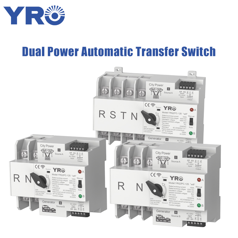 WiFi intelligenter ATS Dual Power automatischer Transferschalter 2/3/4P 125A 230V 400V unterbrechungsfreie Stromversorgung.