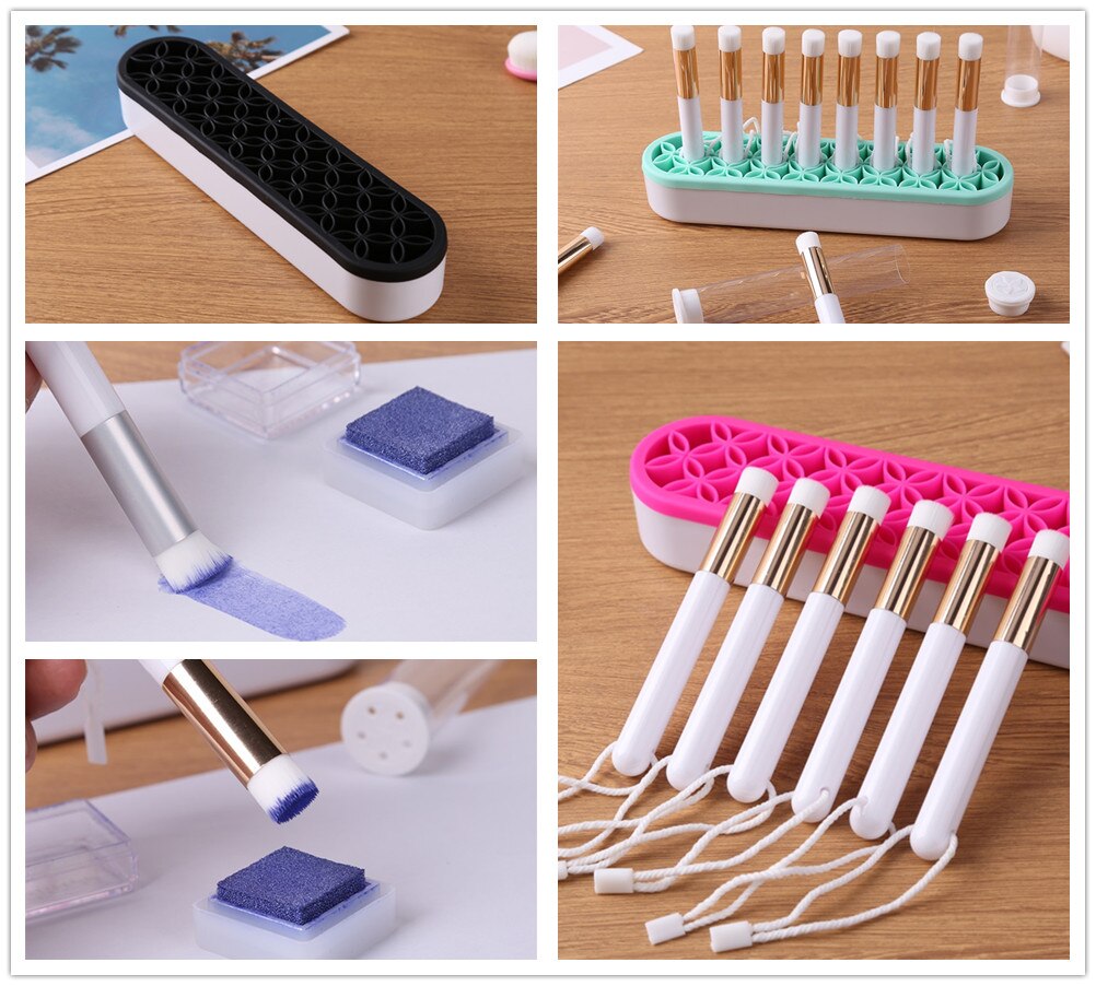 Mini brosse de mélange, support de brosse pour Scrapbooking, cartes artisanales de bricolage, peinture artisanat, outil fait à la main