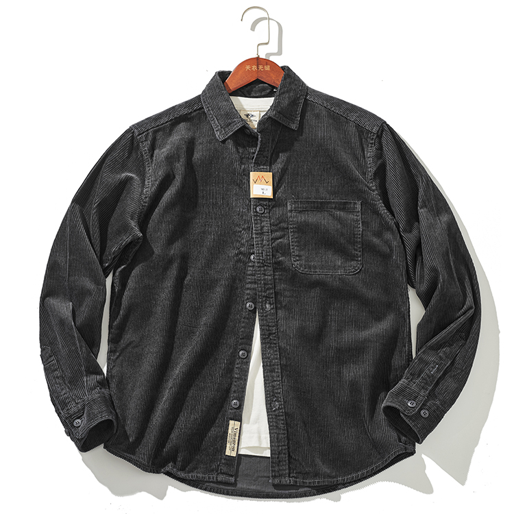 Stylish Men's Thick Corduroy Shirt Jacket with Vintage for Autumn and Winter