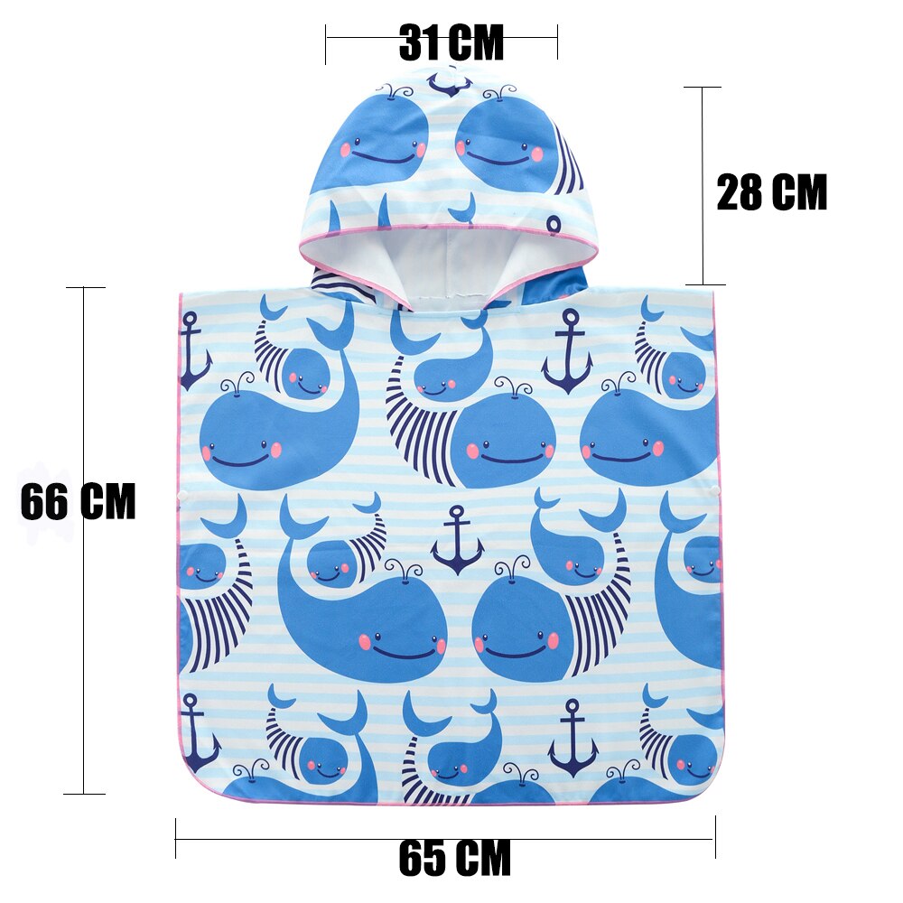 ED-Lumos bleu baleine à capuche enfants serviette de bain serviette enroulée de plage pliant pour garçons filles tout-petits de moins de 7 ans