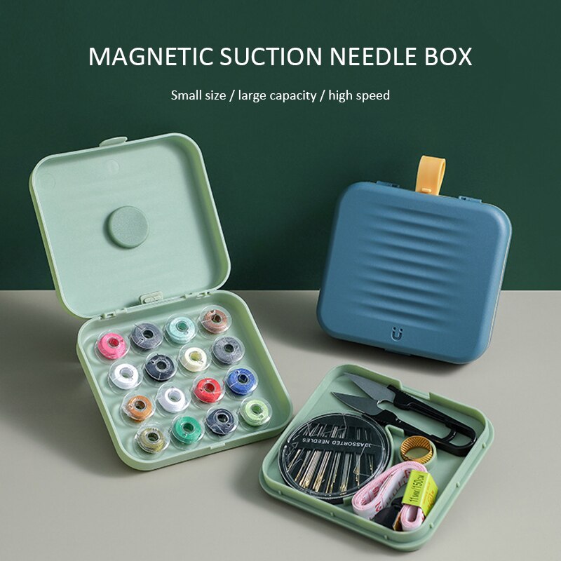 Plastic Magnetic Sewing Box Set Household Sewing Storage Bag Boxes Small Hand Sewing Needles Embroidery Tool Storage Accessories