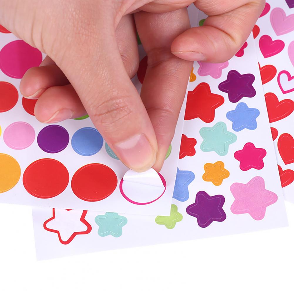 6 Sheets Lovely Stickers For Journaling Star Love Round Shape Stickers Labels for School Children Craft Album Scrapbook Sticker