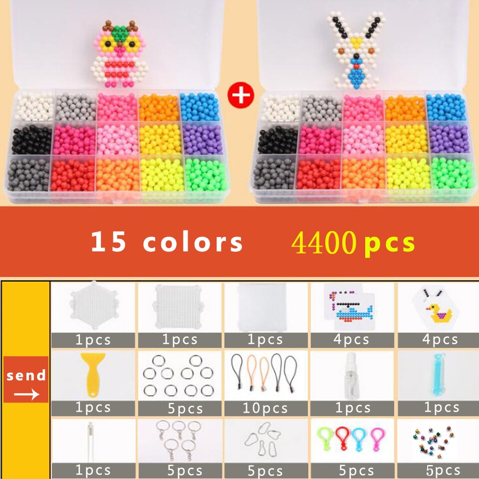 Dollryga diy perler sett 3d cuentas hama perler 5mm 4400 stk pegboard aqua perlen puslespill til gutt armbånd veving bånd jente: 4400 stk