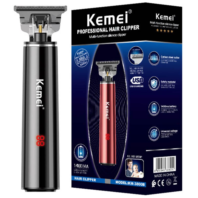 Original LCD display powerful kemei hair trimmer men electric beard trimmer rechargeable hair clipper for finishing outlining