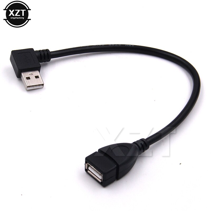 Gorąca wyprzedaż wysokiej jakości czarny w lewo strąk kątem 90 stopni USB 2.0 typu A męnarty na żeńnarty USB przedłużenie kabla kabel przewód