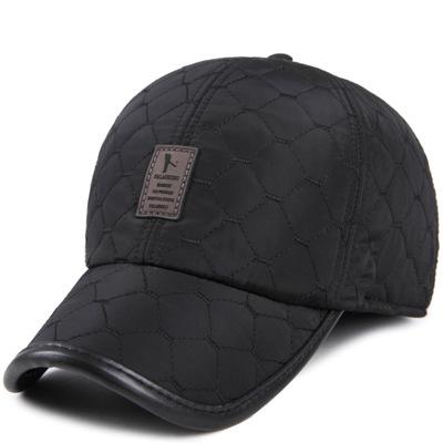 VORON Warme Winter Baseball Cap Mannen Oor Bescherming Gorro hoeden Snapbak Solid Bone Baseball cap Mannen Winter Warm voor Mannen: Black