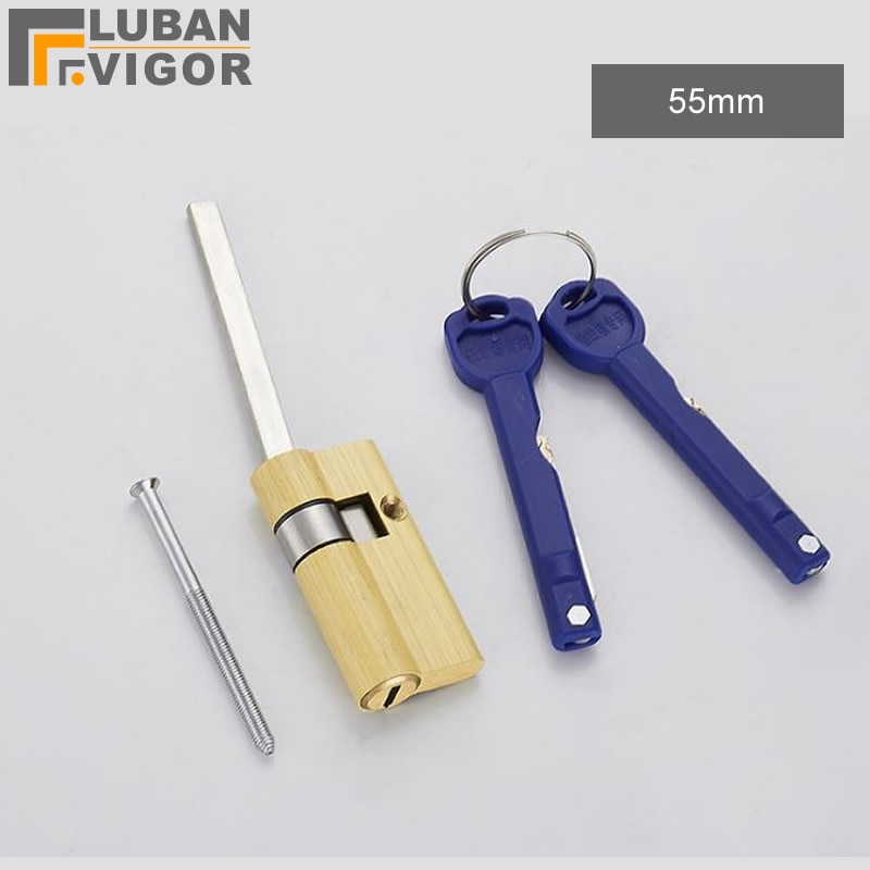 Universel fingeraftrykslåsecylinder, messingmateriale, c-klasse låsekerne, med 2 nøgler, til automatisk smart / adgangskodelås, flad bjælke