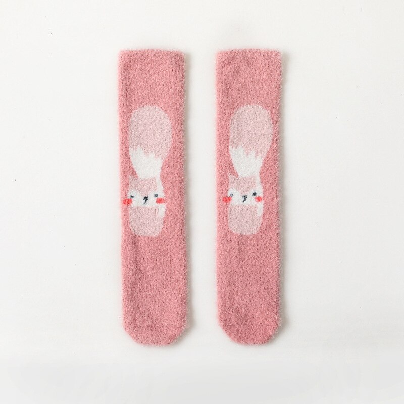 Calzini lunghi invernali per bambini ragazza ragazzi calzino termico in cotone per bambini bambini velluto calze alte al ginocchio calde accessori per bambini: Dark pink