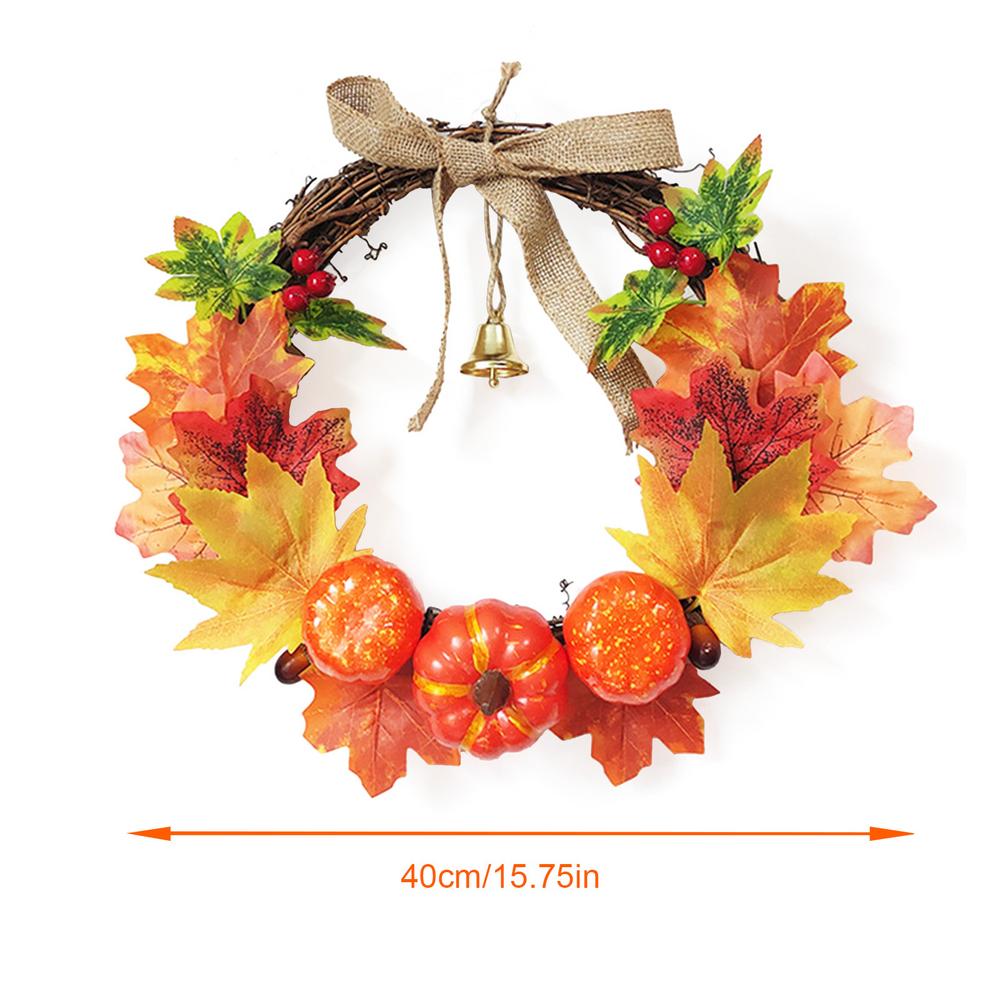 Tema de otoño puerta corona Artificial de cono de pino Arce Artificial guirnalda tela corona de mimbre Día de Acción de Gracias de la decoración del hogar: K