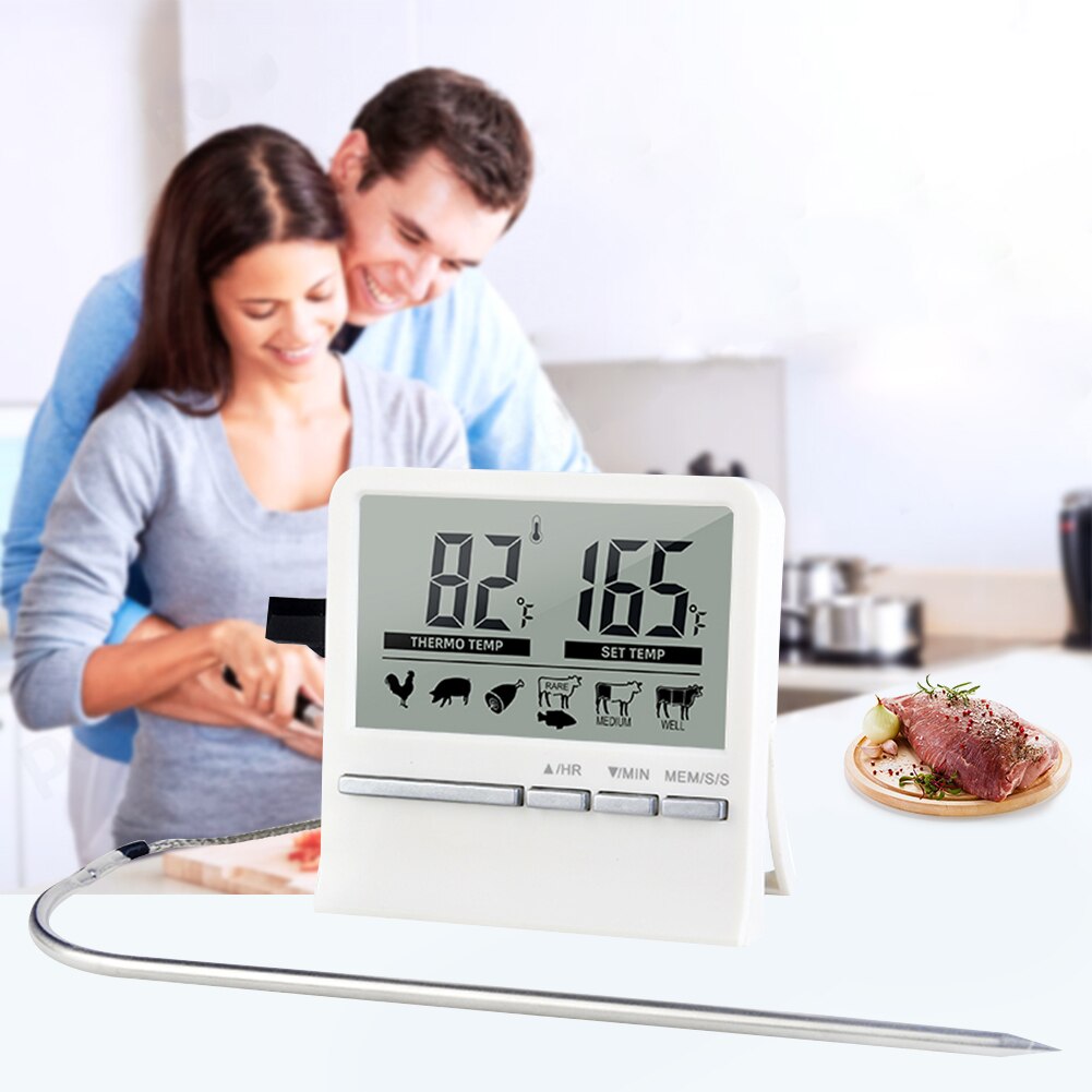Instant Reading Electronic Thermometer Food Meat Stainless Steel Barbecue BBQ Thermometer Probe Kitchen Cooking Timer