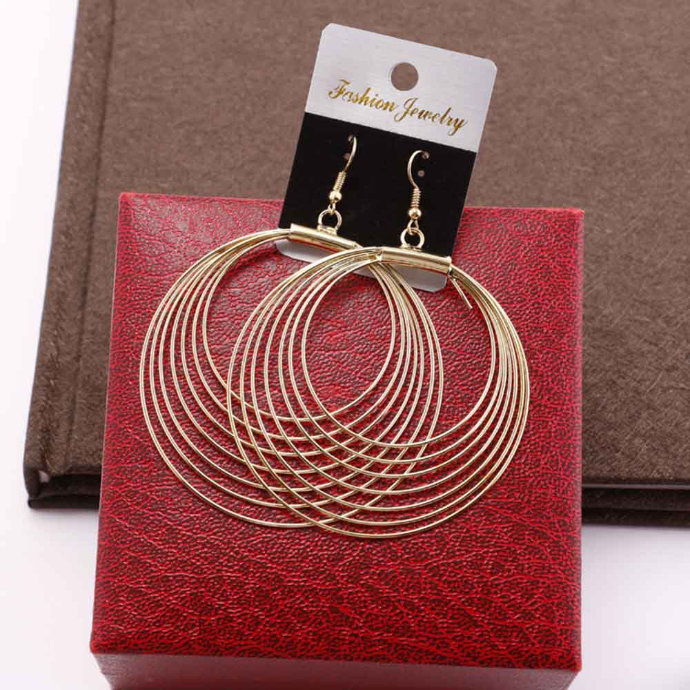 Grand plus récent or exquis rond Clip sur boucles d'oreilles femmes fille pas oreille trou boucles d'oreilles pour les femmes boucle d'oreille bijoux: Drop Earrings gold