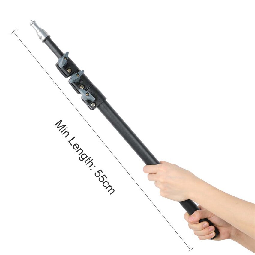 Foto pieghevole 180cm supporto leggero 70.86in treppiede pieghevole portatile in metallo braccio a 4 sezioni braccio per Studio Flash Light carico 3KG