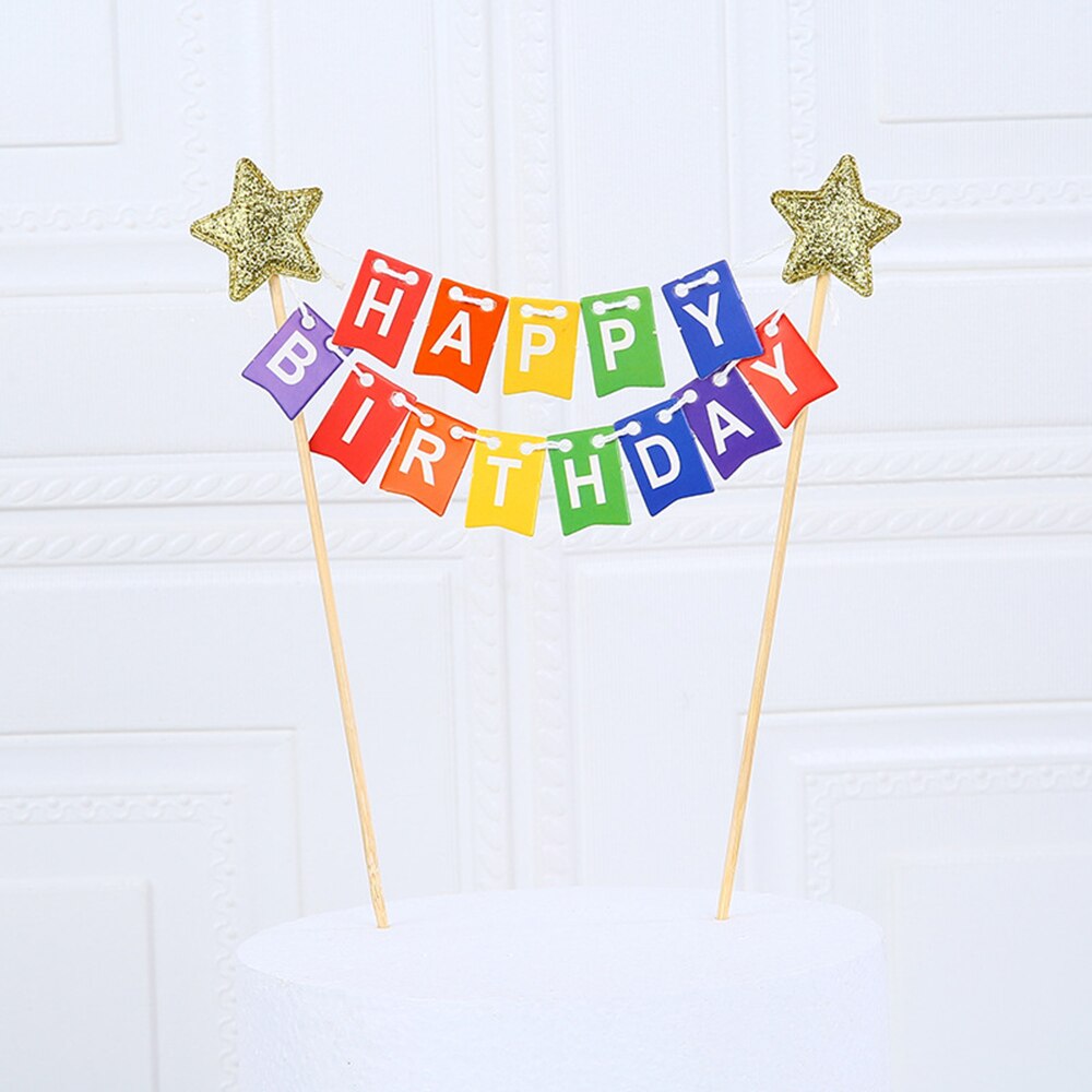 Tårta grattis på födelsedagen liten flagga cupcake bröllopsdagsfest logotyp barn baby shower födelsedagstårta dekoration: Blandad blå