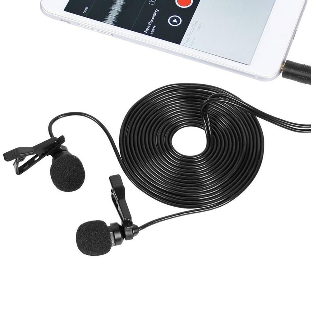 Mini Lavalier Lapel Microphone Dual Headed Recording Clip On Mic for iPhone iPad Samsung Tablet DU55
