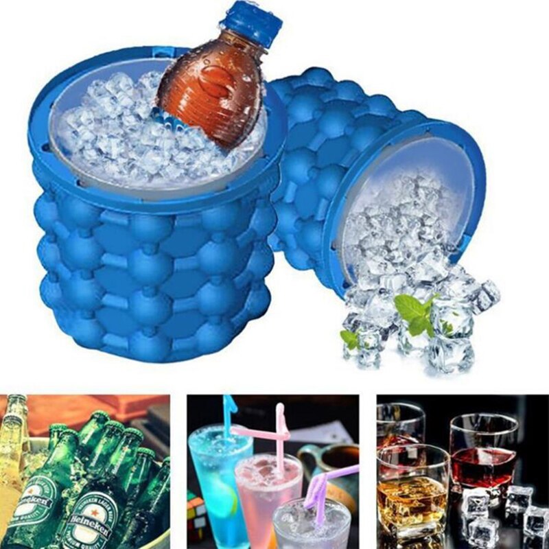 Silicone Ice Maker Fast Cold Ice Bucket Space Saving Ice Genies Portable Ice Ball Maker