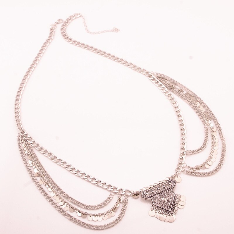 Cinturón de plata y oro para mujer, cadena de cintura, accesorio, dijes, colocación, joyería, cinturón,: Silvery
