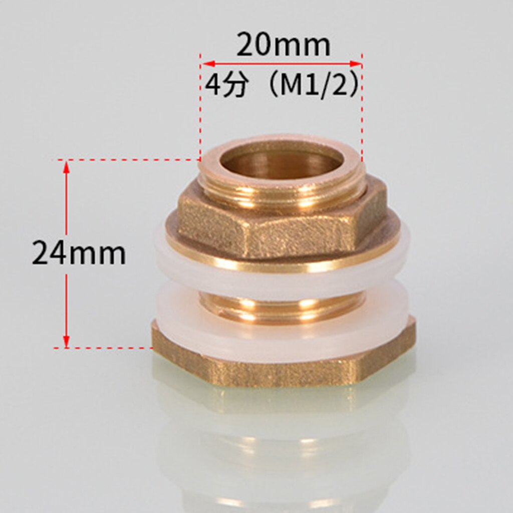 Mässing vattentank koppling skottkoppling med gummiring vattenrör koppling  m1/2 ''  m3/4 ''  m1 ''  dn15 24mm