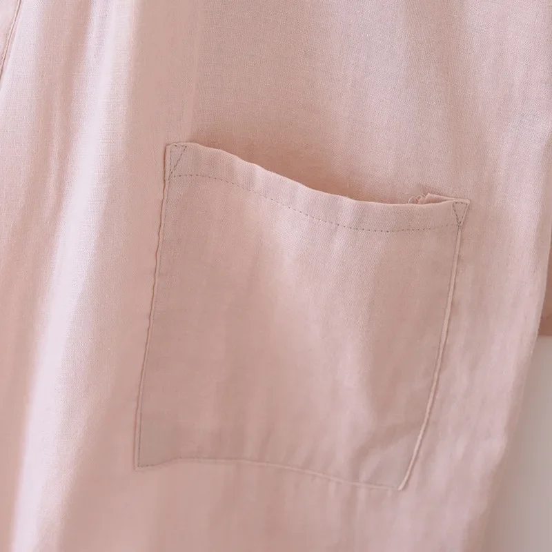 Roupões kimono de algodão para casal, roupas para casa, verão, solto, meia manga, roupão, pijama, suor, vapor, roupas femininas