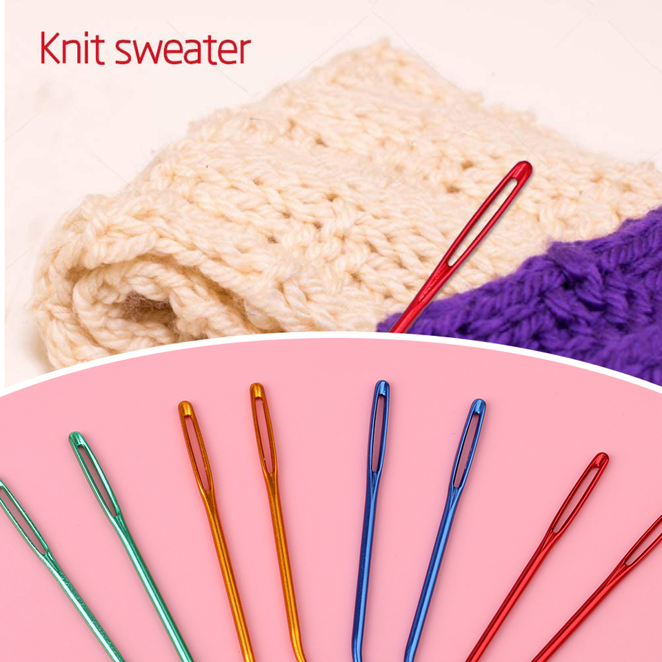 KRABALL Large Eye Blunt Yarn Needle Set Bent Tip Tapestry Needles for Yarn Hand Sewing and Knitting Crochet Tools Accessories