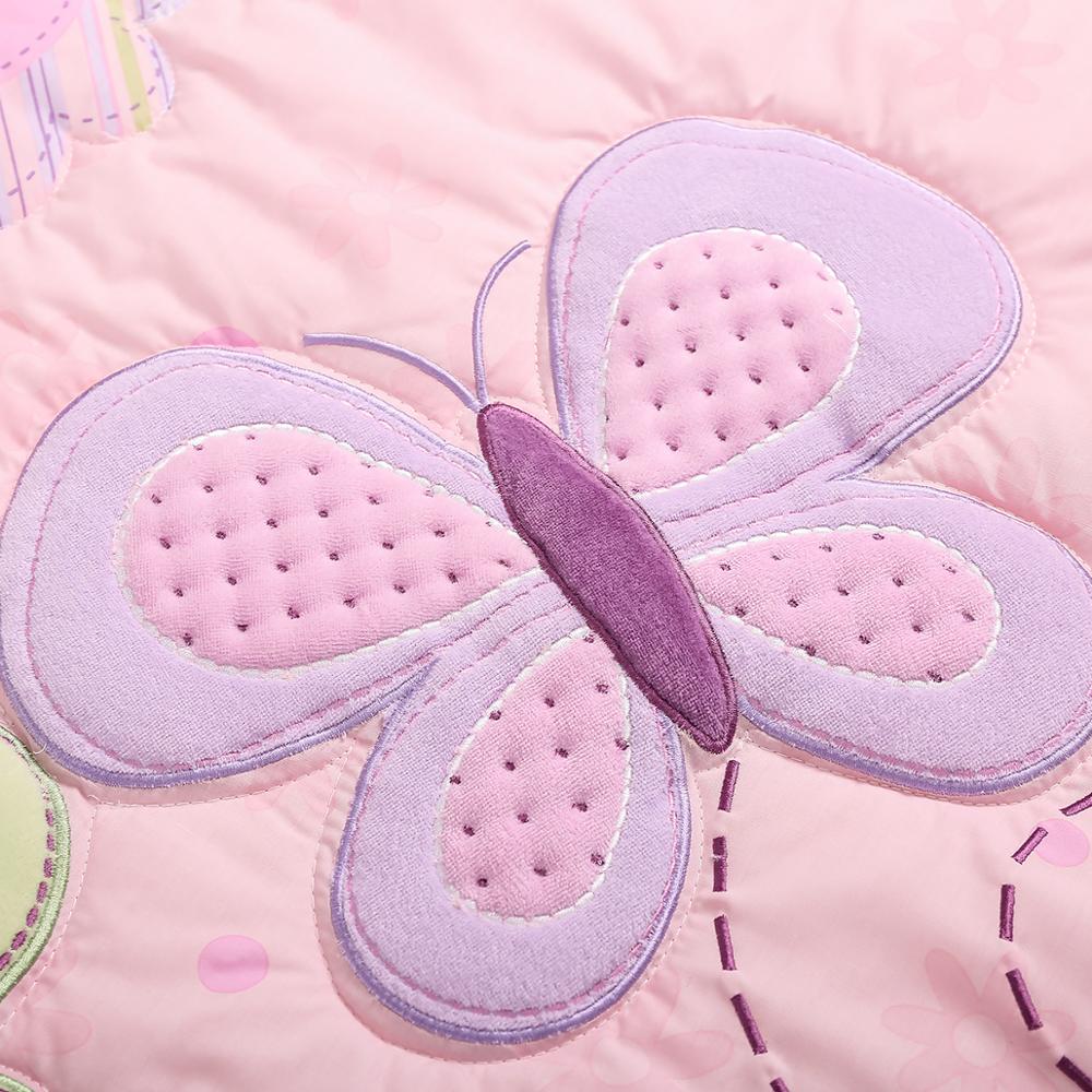 3 pièces violet 100% coton bébé pépinière literie lit bébé ensemble de literie bébé décor, drap housse, couette de berceau, volants de poussière