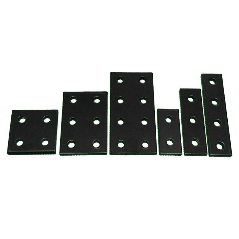 1pc sorte strimler plade aluminium konnektor fastgørelse 3030 4040 6060 8080 2/3/ 4 huller vinkel konnektor aluminium monterings plade