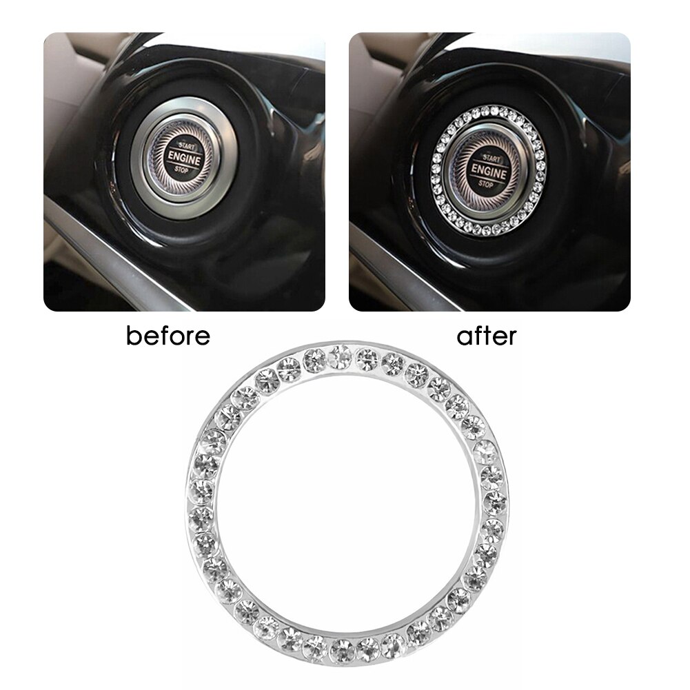 Kristal Strass Auto Bling Ring Embleem Sticker Auto Interieur Auto Contactsleutel Ring