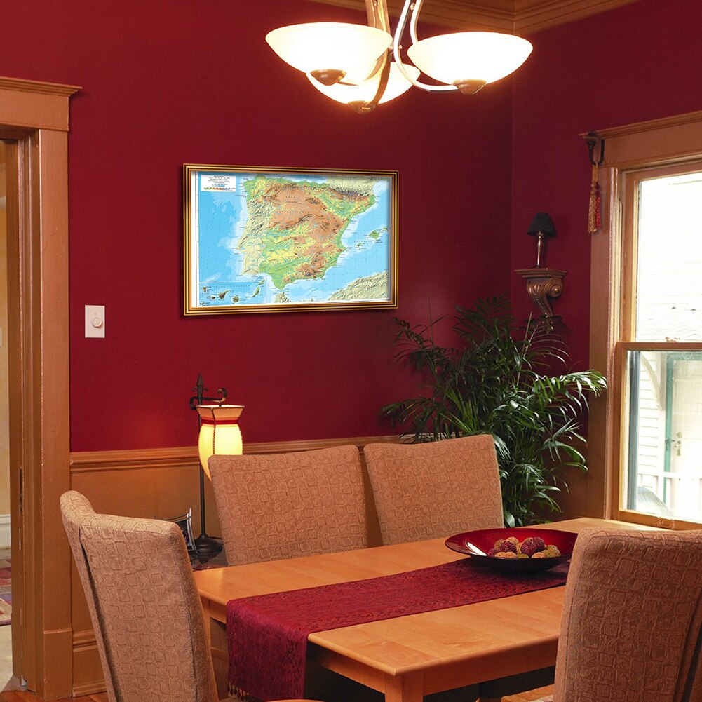 84*59cm The Spain Orographic Map In Spanish Wall Art Poster Canvas Painting School Supplies Office Classroom Home Decoration