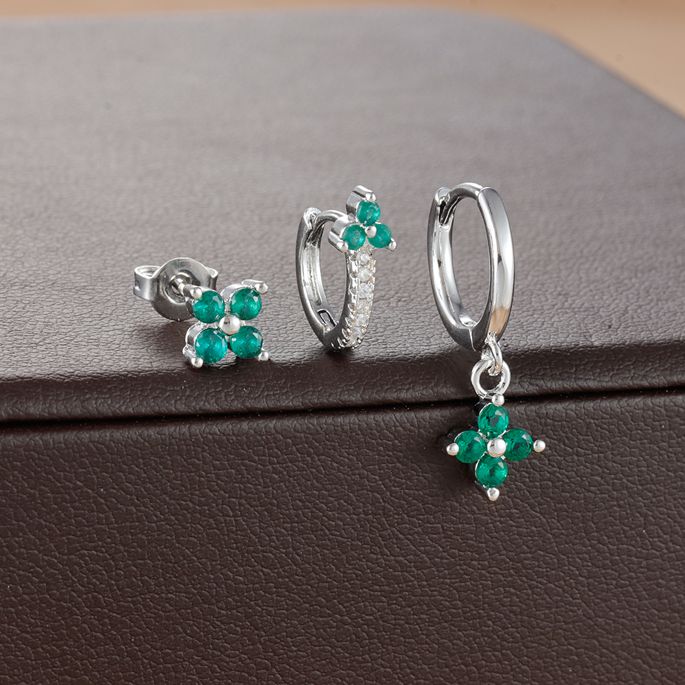 Conjunto de pendientes de aro pequeños con flores de acero inoxidable para mujer, aretes de joyería para Piercing de cartílago Huggie chapados en oro de 18 quilates, 3 uds.: Chapado en cobre envejecido