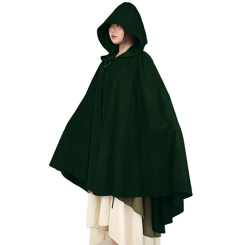 Cappa mantello Cosplay medievale lungo capo festa di Halloween delle donne degli uomini adulti maga lungo stregoneria Wicca Robe abito da nascondere rievocazione storica