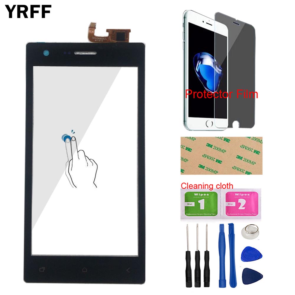 5.0 ''panneau de numériseur d'écran tactile Mobile pour Micromax Q413 Film protecteur de panneau de capteur de lentille en verre avant d'écran tactile: Black With Tools