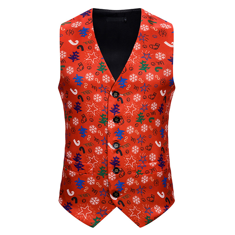 Groene Kerst Vest Mannen 3D Candy Cane Print Vest Mens Xmas Feliz navidad Party Tuxedo Vesten Chaleco hombre